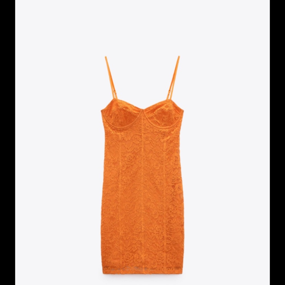 Zara Orange lace dress Size USA Small